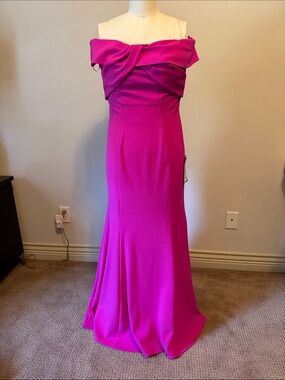 R & M Richards Strapless Fuchsia Evening Gown
